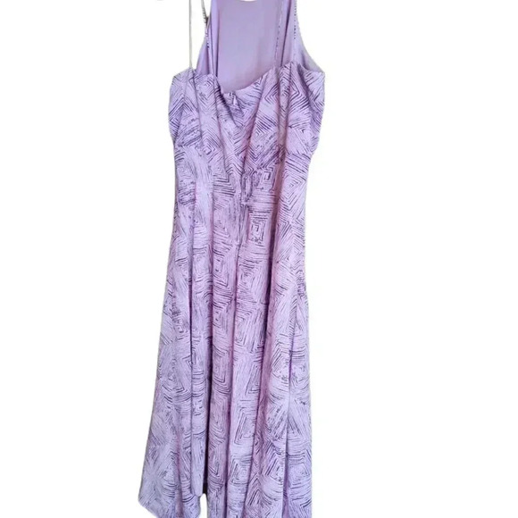 Evan Picone Vintage Boho Halter Dress Irregular Hem Mauve & Cranberry Flowy size - Picture 2 of 11